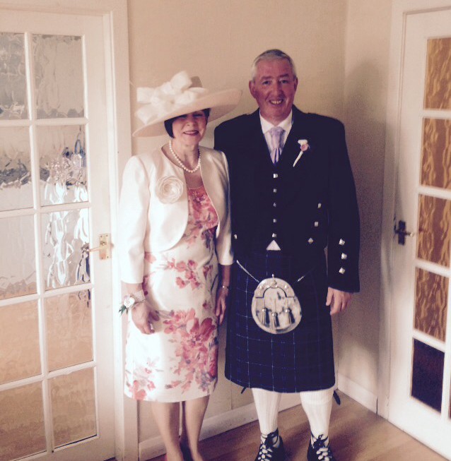 Joe Marshall & his wife Margaret at their son Kevin's wedding June 2015 Scotland