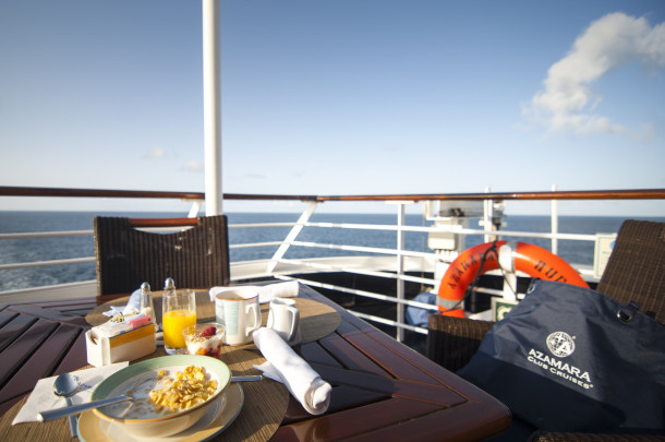 Breakfast on board Azamara Quest during PerryGolf's 2015 British Open Golf Cruise