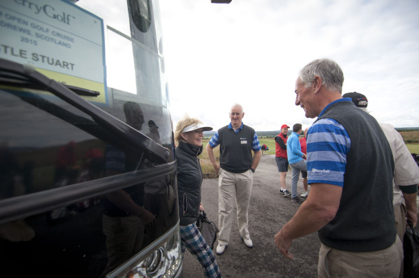 PerryGolf staff assisting clients during the 2015 British Open Golf Cruise