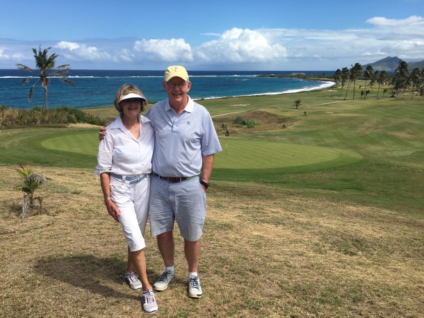 Royal St. Kitts Golf Club - No. 14 - Happy PerryGolf guests taking time out to enjoy the view! - PerryGolf.com