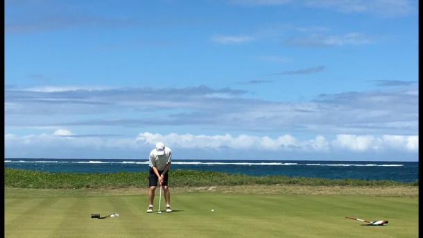 Royal St Kitts - No. 16 - Just a man alone with his putting thoughts - PerryGolf.com