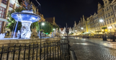 Neptune Fountain on Dluga Street in Gdansk