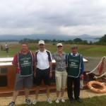 C. Dussault & M. Thibault of Canada are joined by their caddies at High Tide Cafe on The Carrick Loch Lomond.