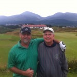 Father & son pairing of F. & J. Lewis from the USA for our day at the always magnificent Royal County Down Golf Club — in Northern Ireland.