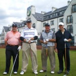 C. Krandel, G. Baldwin and R. and J. Fisher about to head out on Carnoustie Golf Links. — in Carnoustie, Scotland.