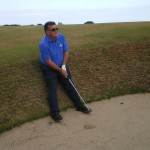 A. Larose taking a breather in one of the Old Course’s many bunkers!