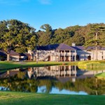 Fota Island Resort Golf Clubhouse fronting the 18th green of the Deerpark Golf Course