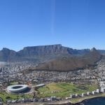 Table Mountain with World Cup soccer stadium in foreground