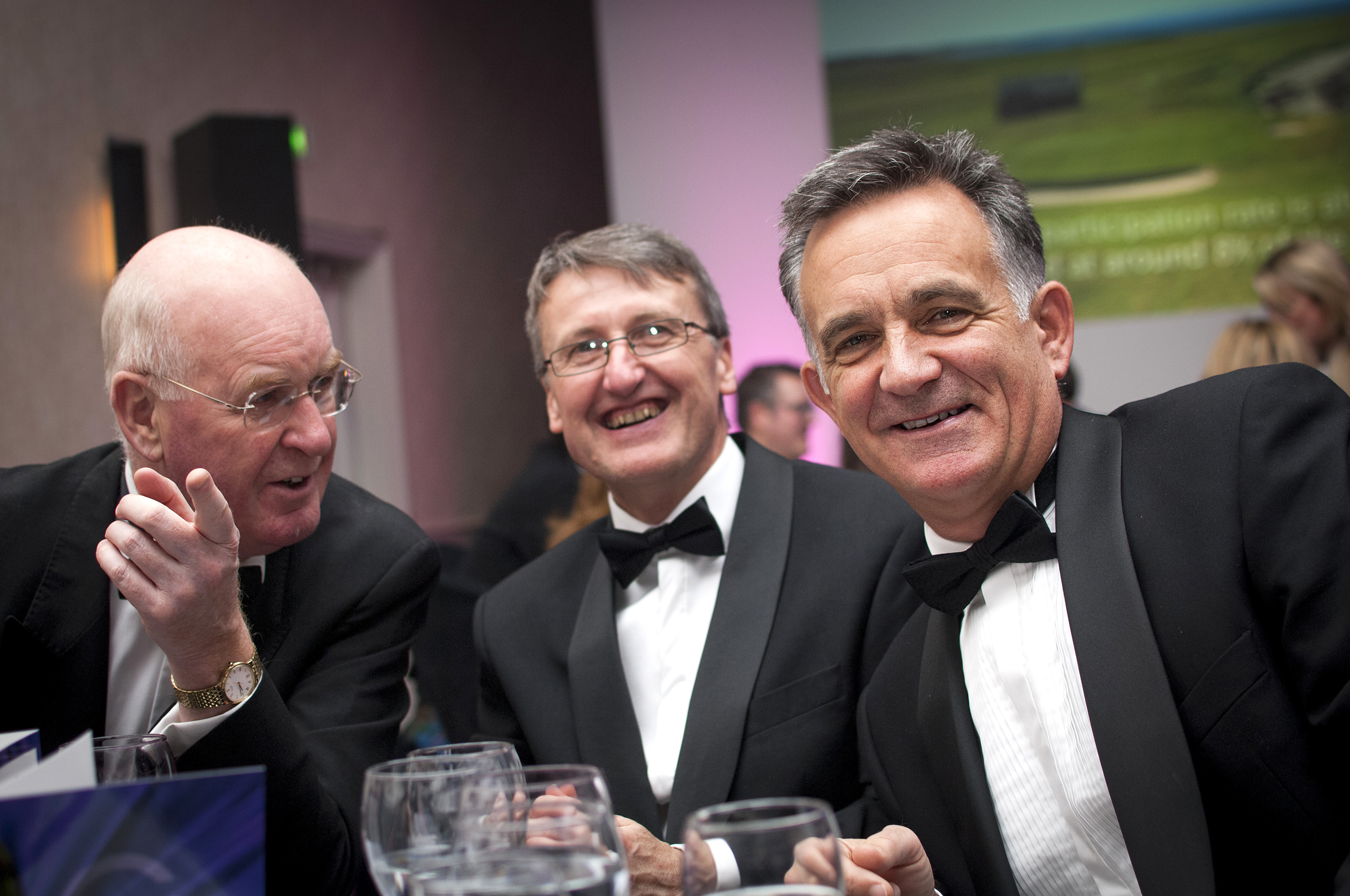 PerryGolf's Graham Reid and family friend John Steele join PerryGolf Co-Founder, Colin Dalgleish, in celebrating his receipt of a Special Recognition award at the 2015 Scottish Golf Tourism Awards