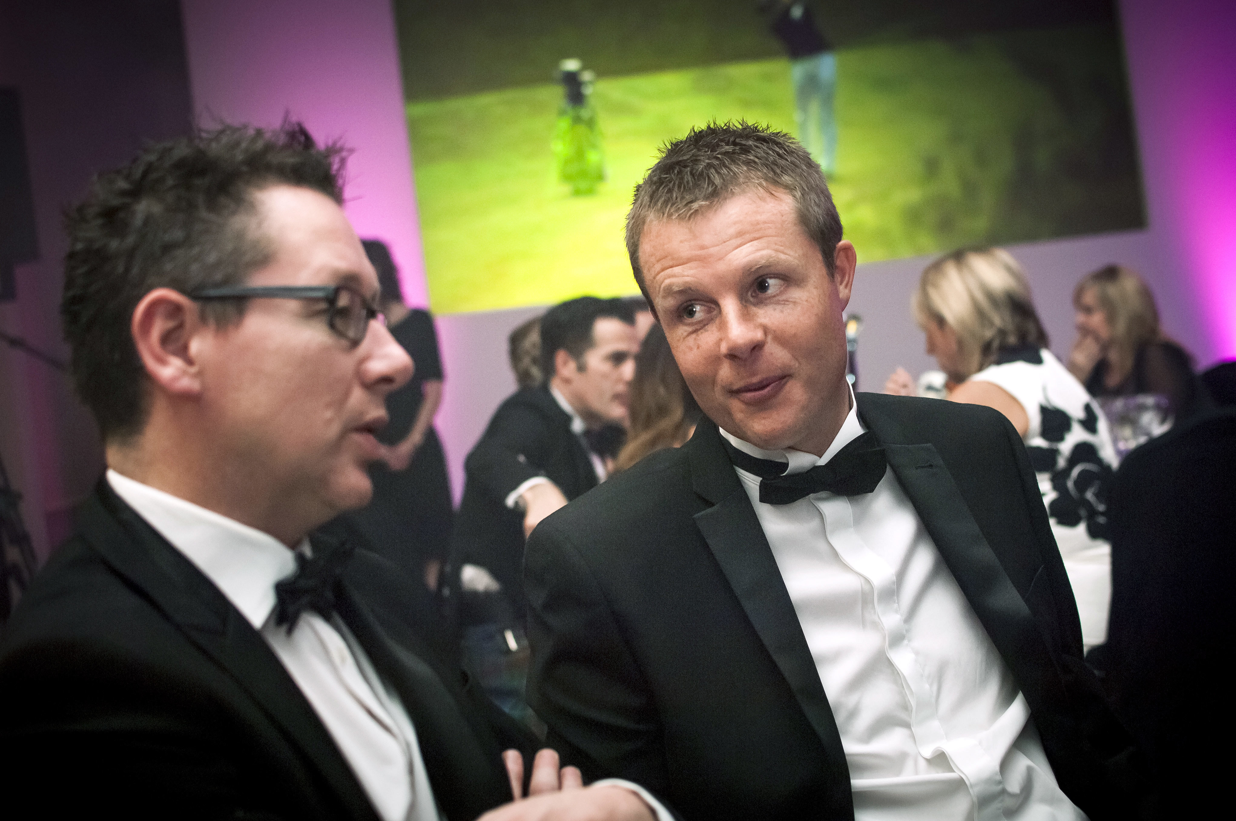 PerryGolf's Cameron Reid and close friend Graeme Dawson join PerryGolf Co-Founder, Colin Dalgleish, in celebrating his receipt of a Special Recognition award at the 2015 Scottish Golf Tourism Awards