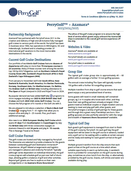 PerryGolf Golf Cruise FAQ