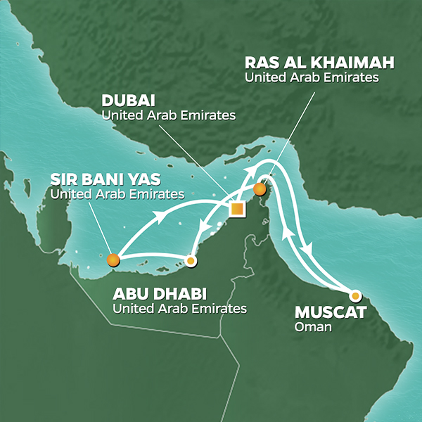 2022 Arabian Gulf Golf Cruise Map