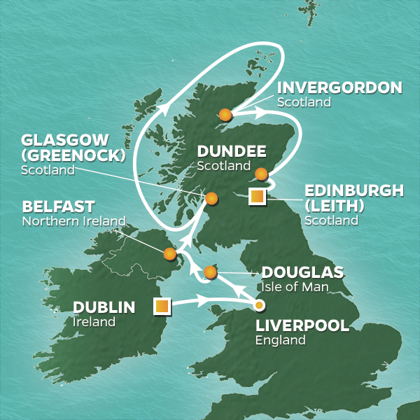 PerryGolf 2023 BRITISH ISLES & 151st OPEN GOLF CRUISE Map
