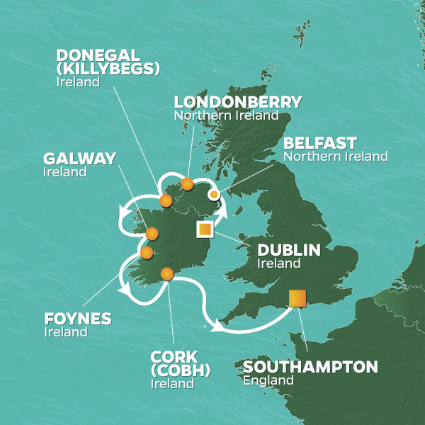 PerryGolf 2023 Irish Links Golf Cruise Map