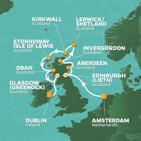 PerryGolf 2023 Scottish Links Golf Cruise Map
