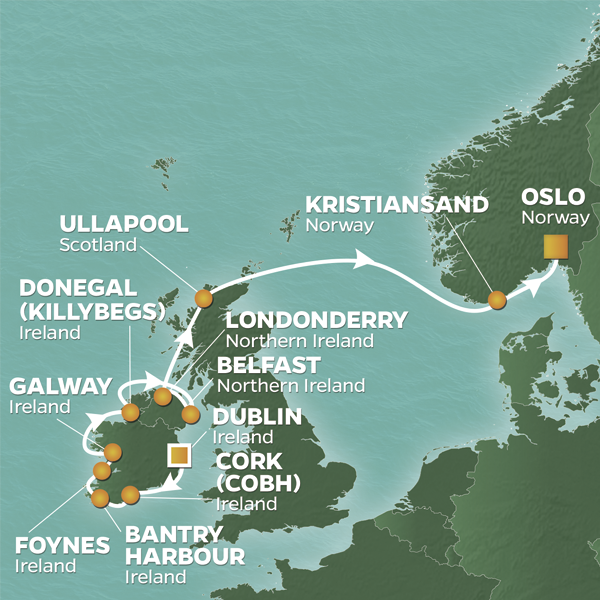 PerryGolf 2024 Irish Links Golf Cruise Map