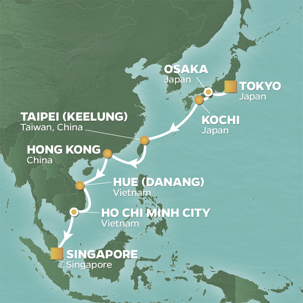 PerryGolf  2024 Japan, Hong Kong & Vietnam Golf Cruise Map