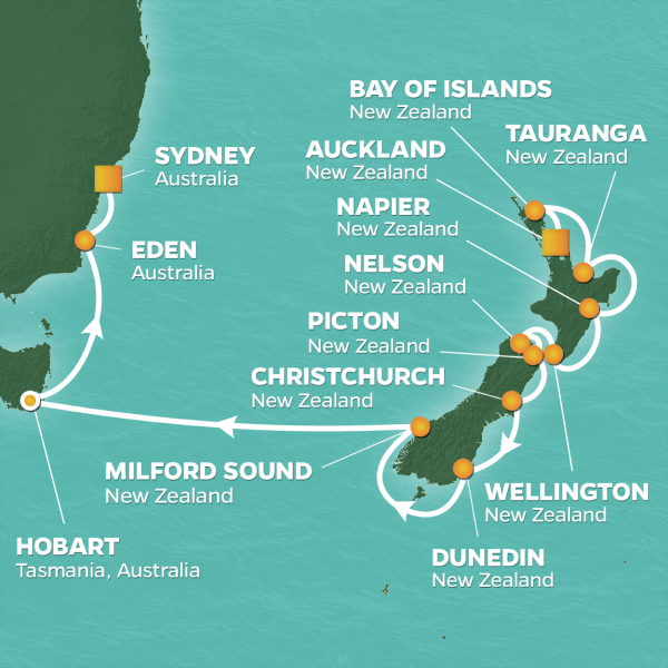 2024 NEW ZEALAND & 
						AUSTRALIA GOLF CRUISE Map