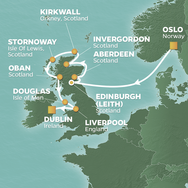 PerryGolf 2024 Scottish Links Golf Cruise Map