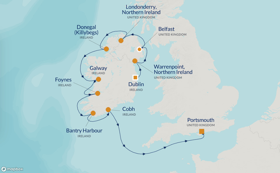 PerryGolf 2025 Irish Links Golf Cruise Map