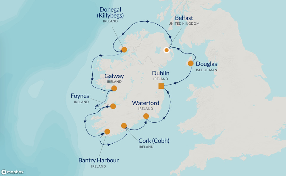 PerryGolf 2025 Irish Links Golf Cruise Map