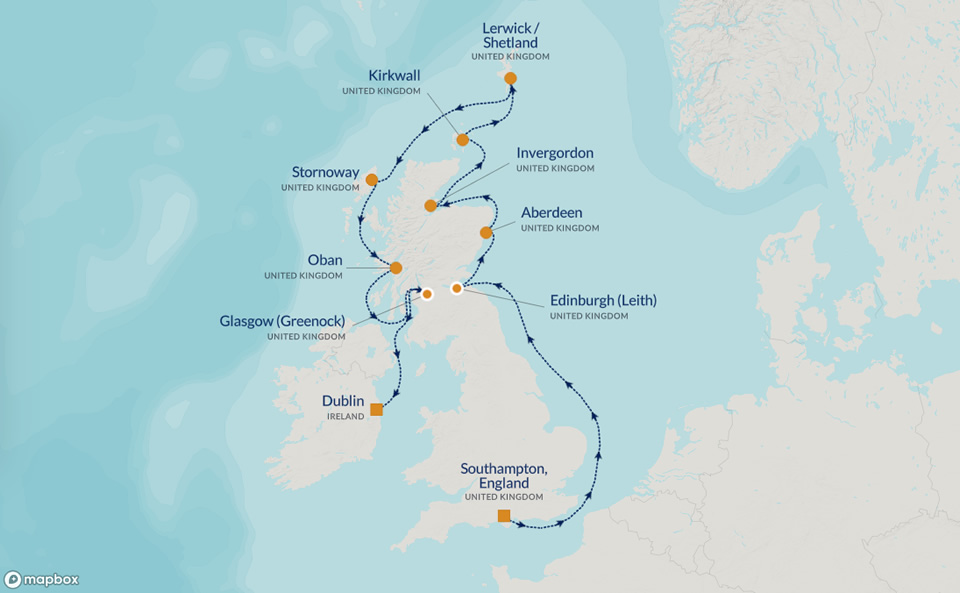 PerryGolf 2025 Scottish Links Golf Cruise Map