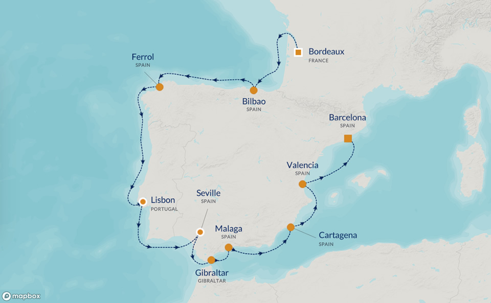 20235 Spain Intensive Golf Cruise Map