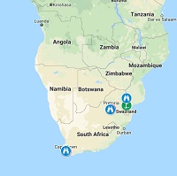 PerryGolf 2020 South Africa Golf Pre-Cruise Tour Map