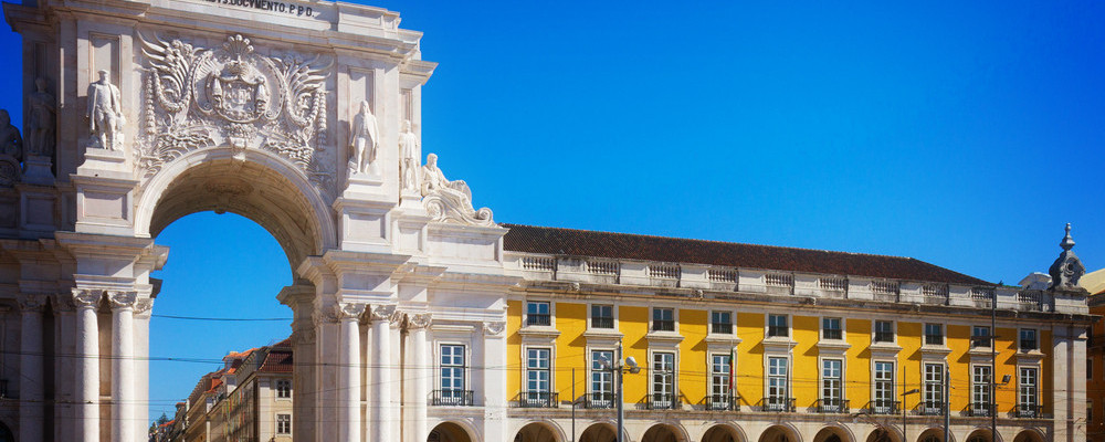 Rua Augusta Arch in Lisbon on Commerce Squareshutt